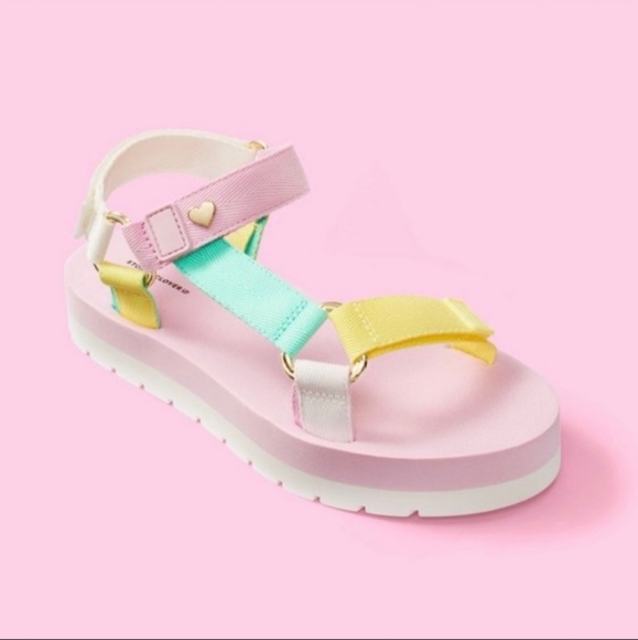 Stoney Clover Lane Sport Sandals Multi Pastel Colors with Gold Heart - Picture 1 of 5